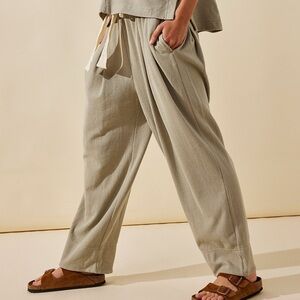 Free People Beach Day Tripper Ribbed Pleated Drawstring Pants